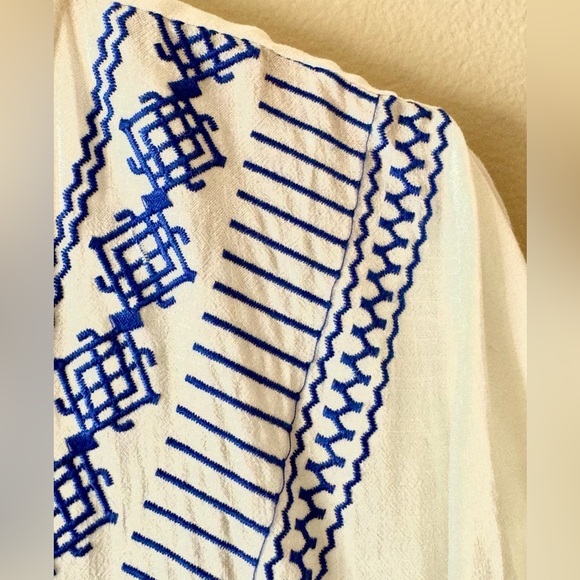 Lulu's White and Blue Embroidered Mini Dress - Picture 3 of 5